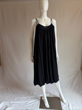 Maxazria Collection Flowy Black Spaghetti-Strap Slip Dress 100% silk
